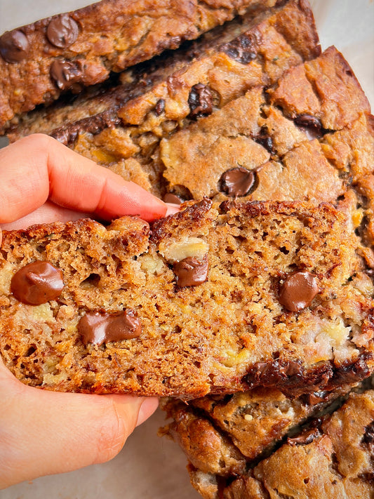 moist healthy banana bread with fibre